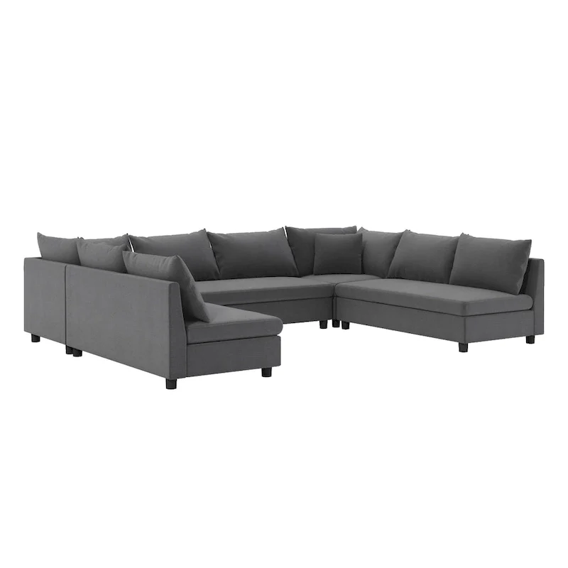 116 Chenille U-Shaped Modular Sectional Sofa, 8-Seater