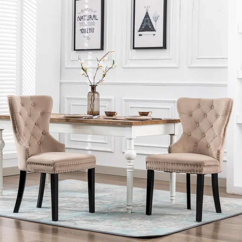 Grandview Tufted Upholstered Dining Chair (Set of 2) with Nailhead Trim and Ring Pull