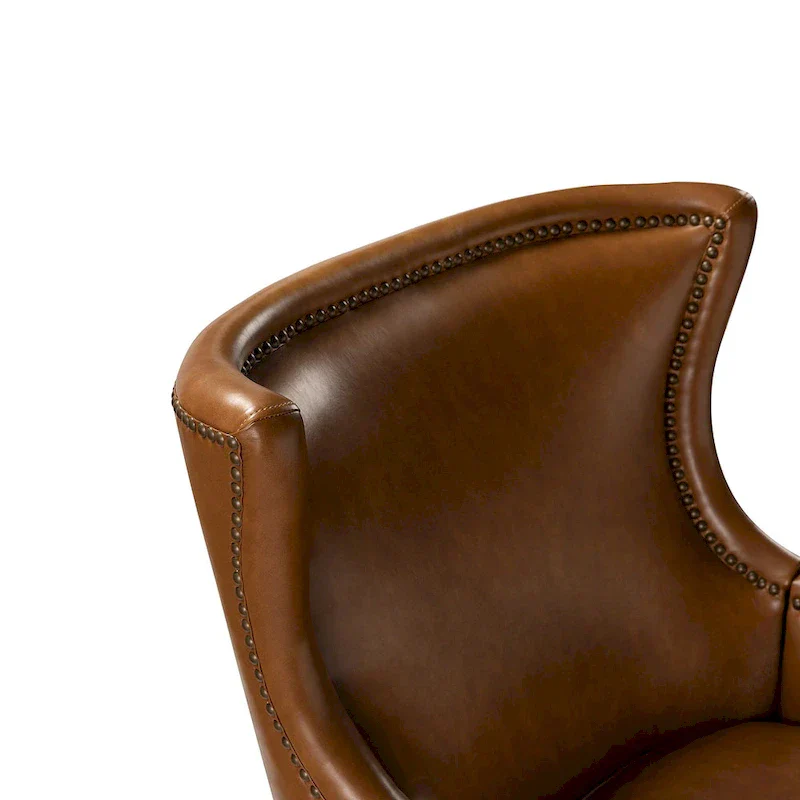 Angeles Mid-century Modern Ergonomic Vegan Leather Armchair with Wingback Set of 2 by HULALA HOME