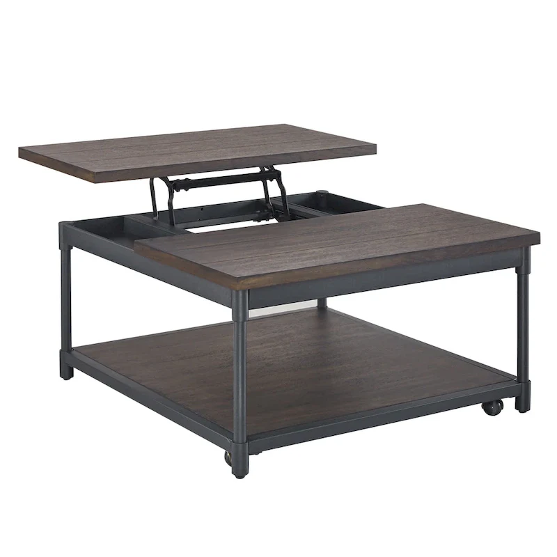 Lift-Top Square Coffee Table - Hidden Storage, Modern Living Room