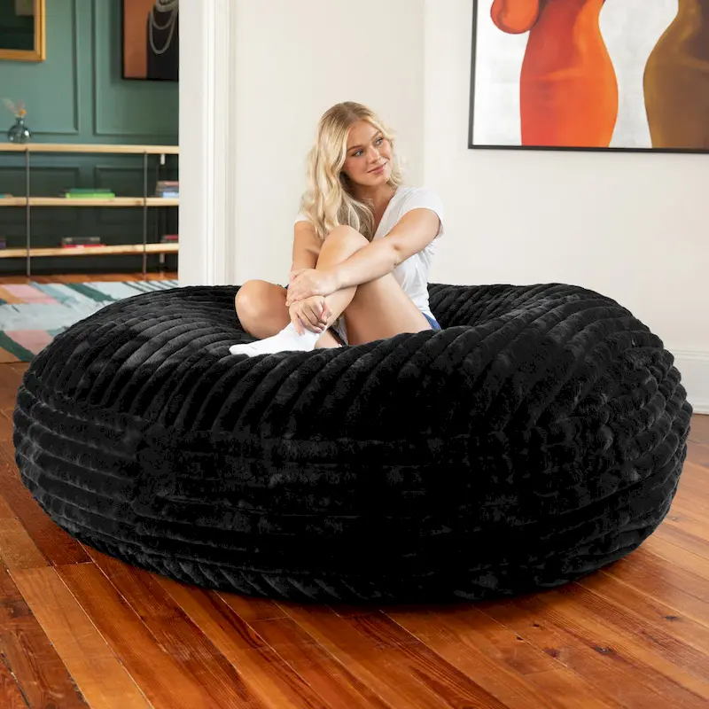 6 Foot Large Bean Bag Chair, Faux Fur