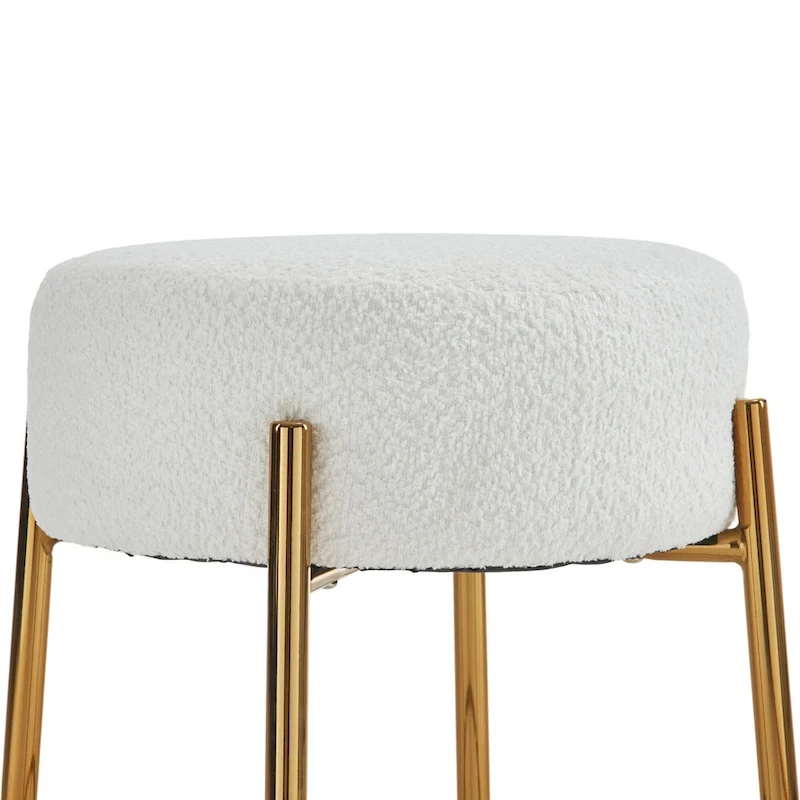 Beige+Gold Modern 20  Barstools (Set of 2)