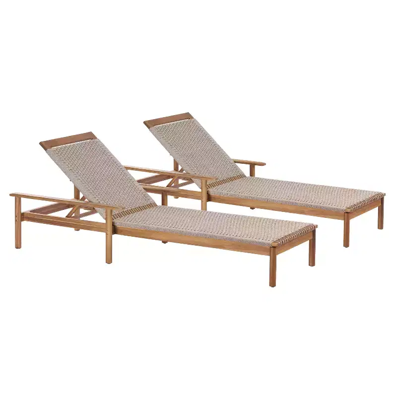 Christopher Knight Home Huyn Modern Acacia Wood and Rope Outdoor Chaise Lounge
