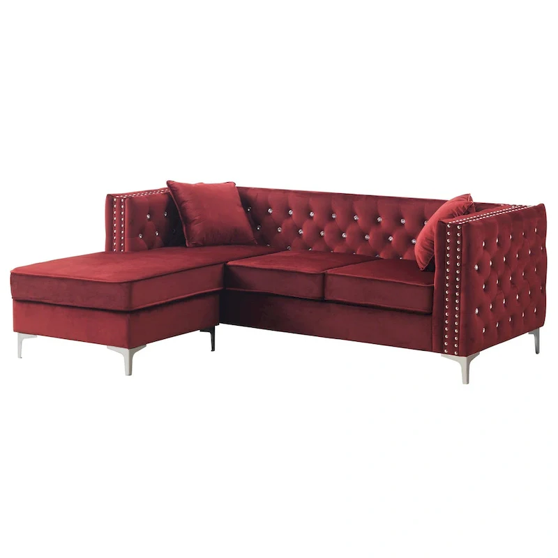 Paige Velvet Tufted Sofa with Chaise