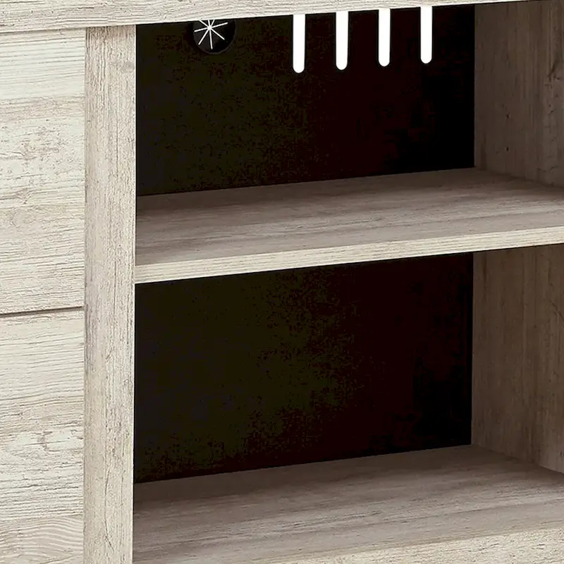 60 Inch Rustic TV Media Entertainment Console, Round Handles, Wood, White