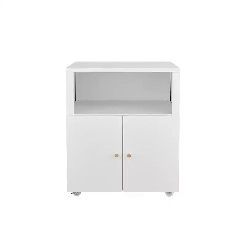 COZONY Metal Printer Cabinet with Wheels and Storage Shelf, 28.9 Rolling Printer Stand with Cabinet Storage for Home Office, White