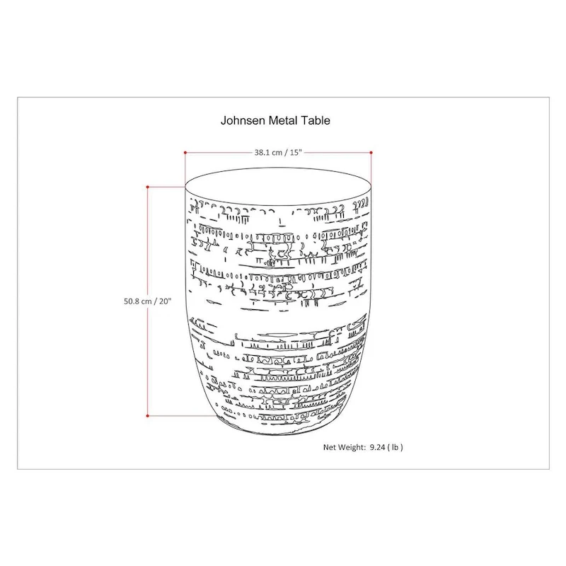 WYNDENHALL Jean 15  Wide Tribal Pattern Metal Accent Table & Assembled - 15 w x 15  d x 20  h