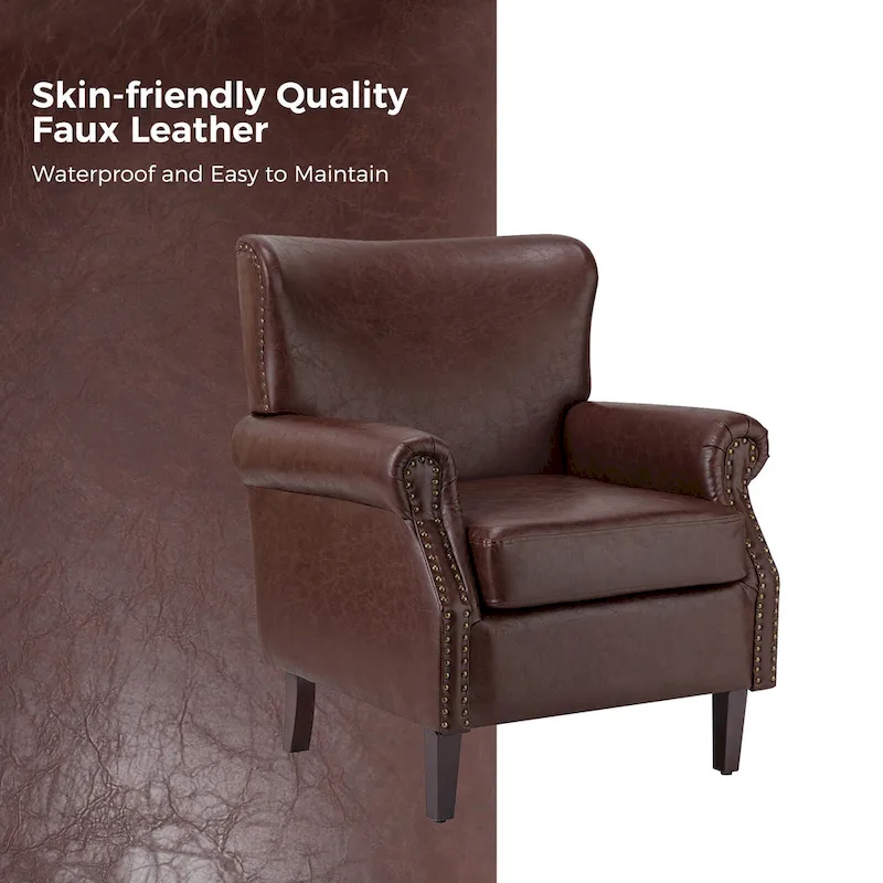 Levi Vegan Transitional Armchair with Rolled Arms Set of 2