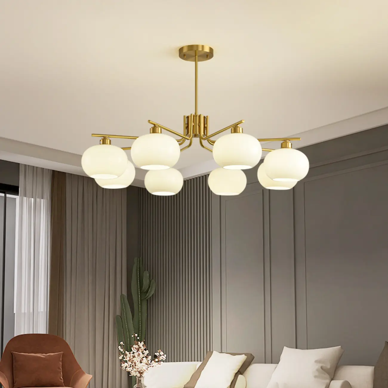 Modern Glass Globe Chandelier Adjustable Hanging Length