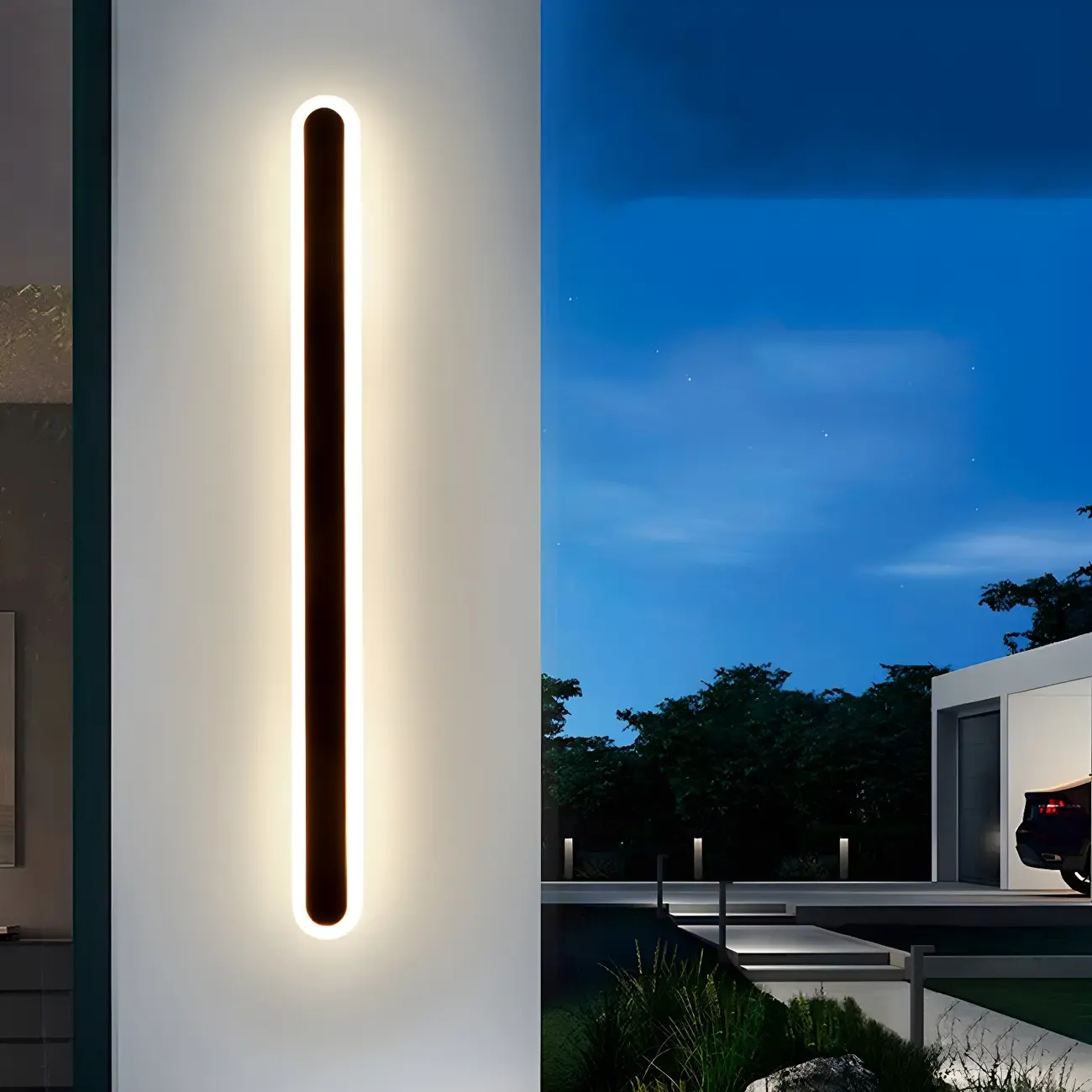 Modern Slim Oval Natural Light LED Outdoor Wall Light