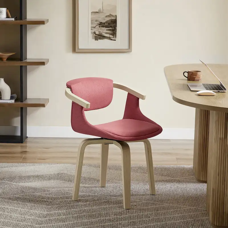 Swivel Upholstered and Wood Accent Chair