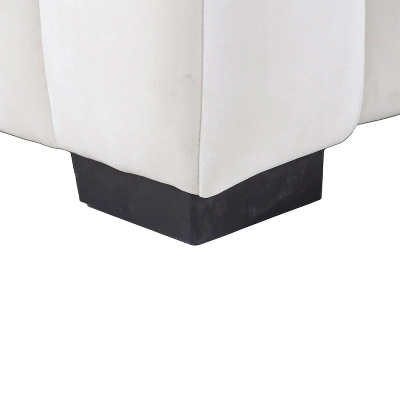 Channel Tufted Sofa Velvet Upholstered Left Chaise Modular Sofa