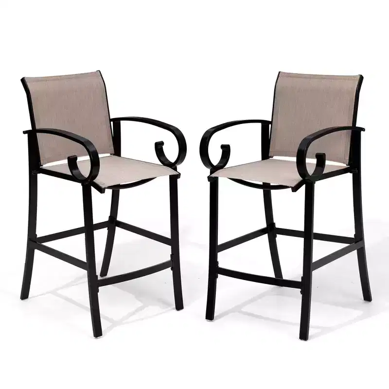 Crestlive Products 27.8'' Counter Height Set of 2 Swivel Bar Stools Aluminum Frame with Sunbrella Fabric