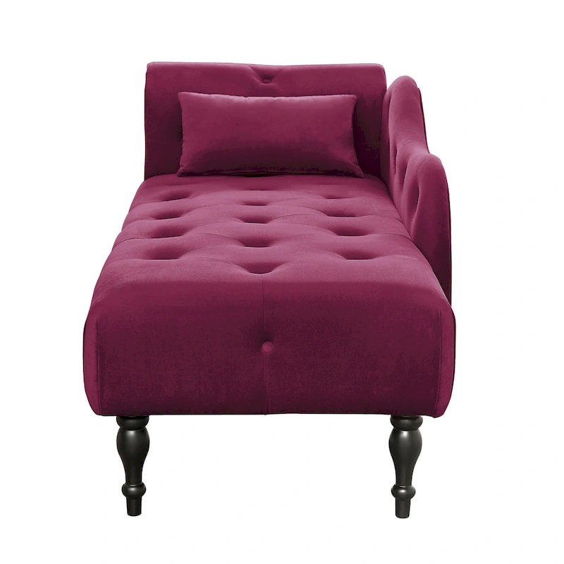 60.6 Velvet Upholstered Button Tufted Chaise Lounge Chair with Nailheads