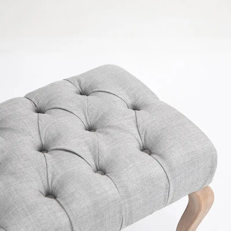 Beige / Blue / Grey / Light Grey Upholstered Tufted Ottoman Bench – Modern Style, Seats 1–2