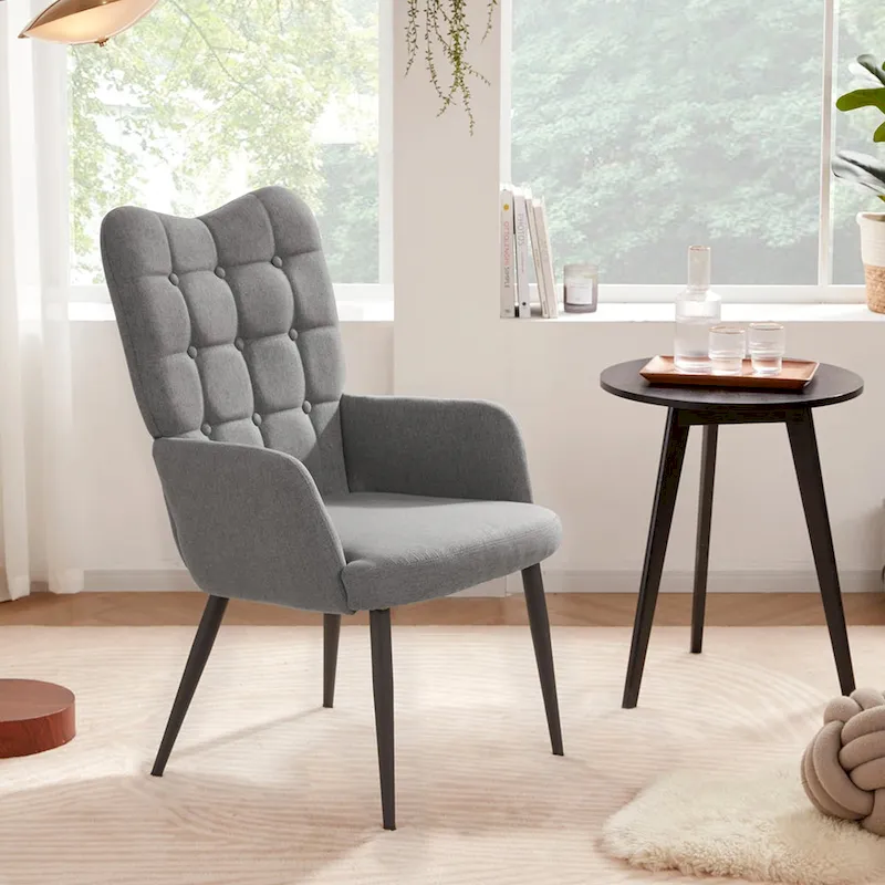 High-back Button Tufted Wingback Accent Chair