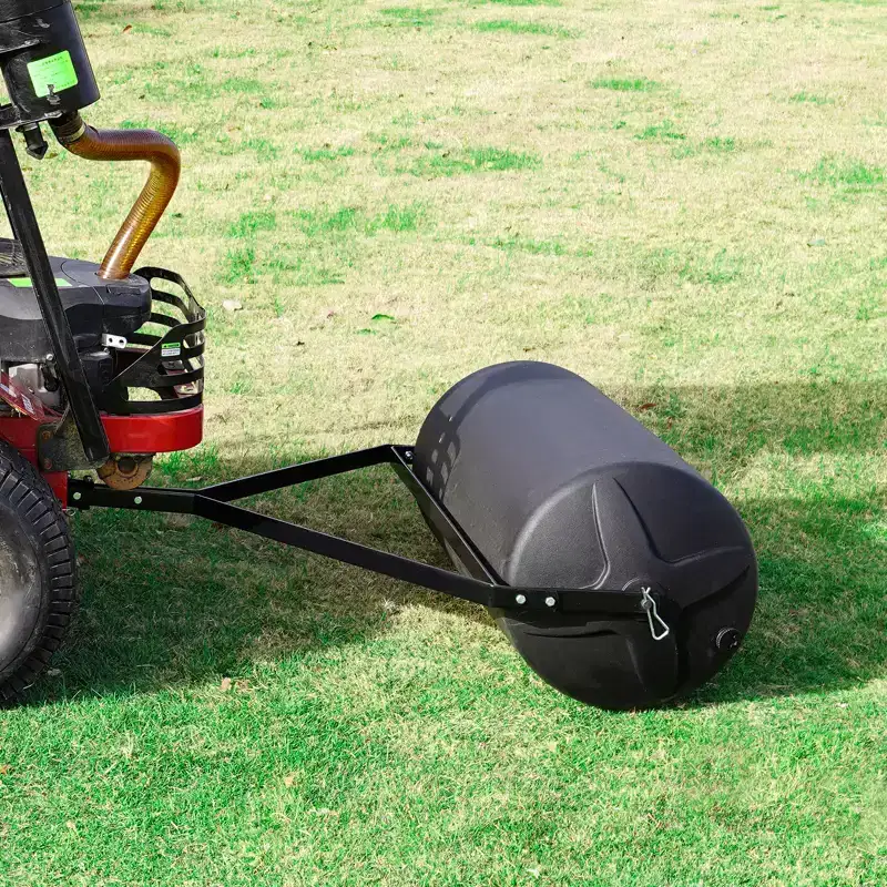 VEVOR Tow Behind Lawn Roller, 400lbs Sand/Water Filled Yard Roller, LLDPE Drum and Steel Frame Sod Roller with Easy-turn Plug, Black
