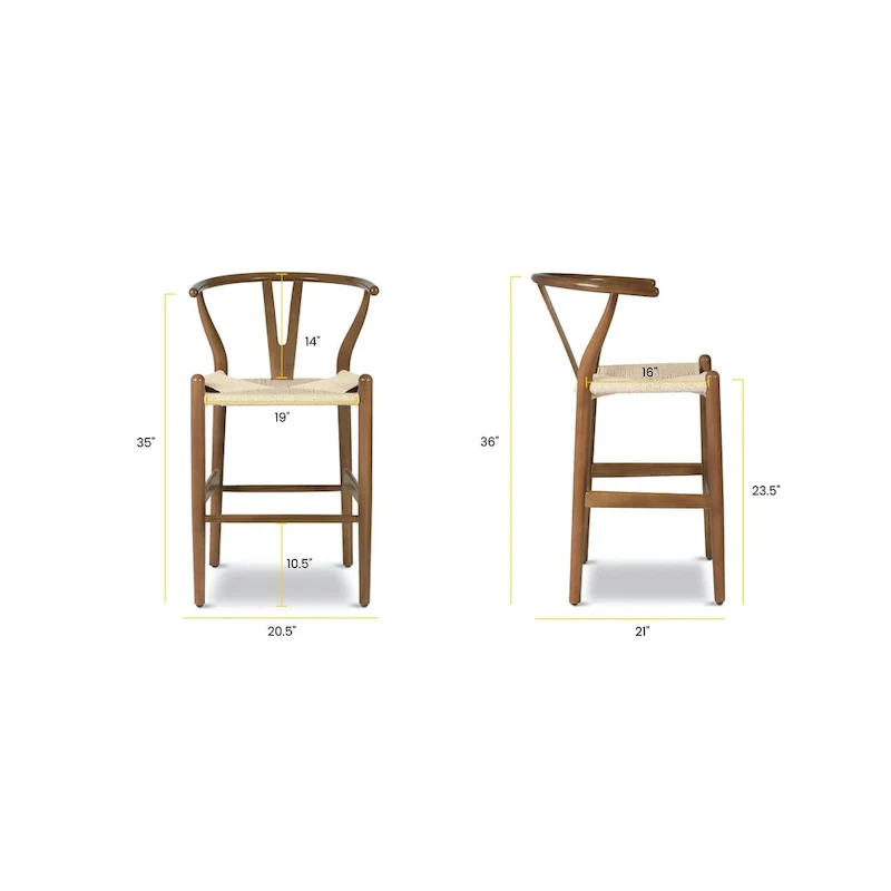 Weave 23.5 Seat Height Counter Stool - Solid Wood with Woven Seat