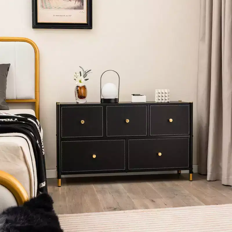 Costway 5/6/8-Drawer Fabric Dresser Tower Wide Chest of Drawers Storage Organizer Bedroom