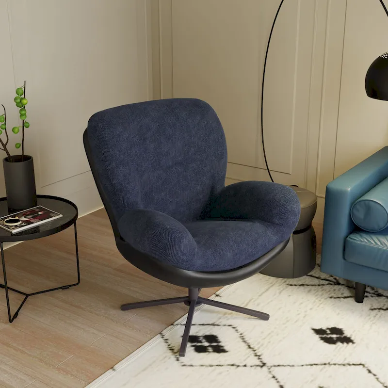 Modern Chenille 360 Swivel Office Chair with Metal Base Frame