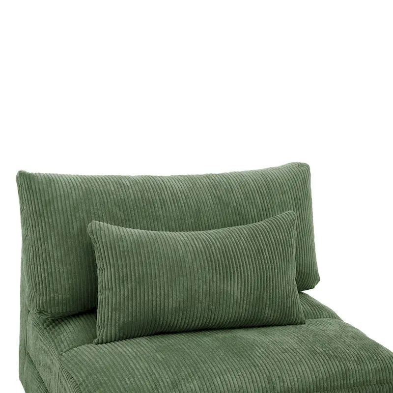 Corduroy Upholstered Armless Accent Chair with Adjustable Headrest