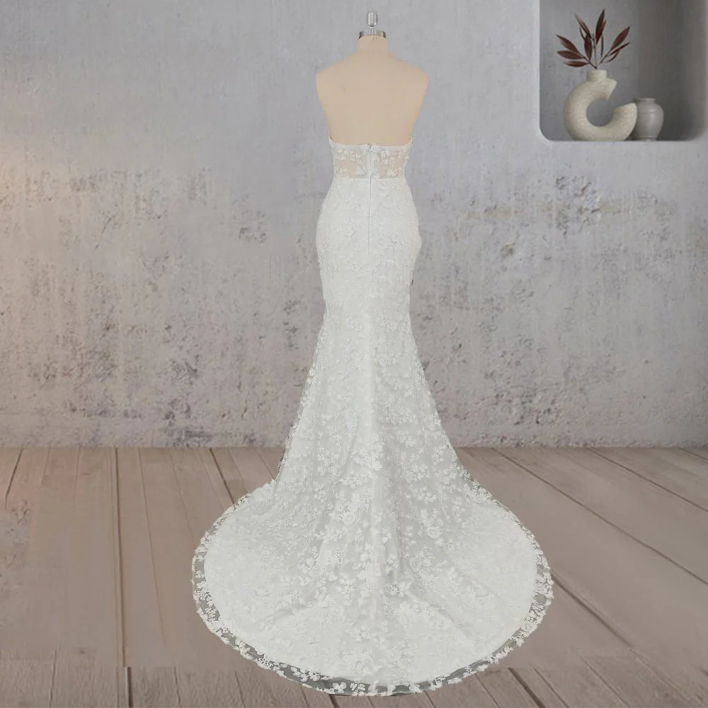 Mermaid Lace Blossom Low Back Wedding Dress