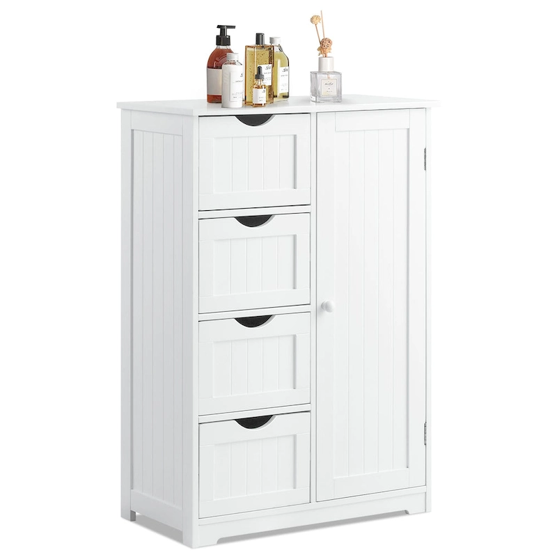 Costway Wooden 4 Drawer Bathroom Floor Cabinet Storage Cupboard 2