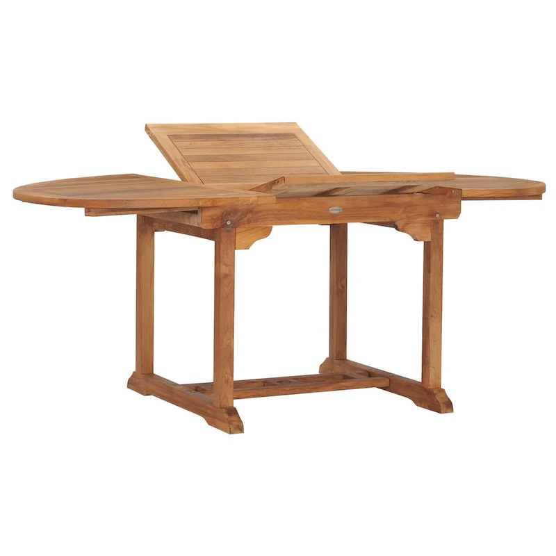 Chic Teak 7 Piece Teak Wood Miami Patio Dining Set with Round to Oval Extension Table, 2 Arm Chairs and 4 Side Chairs