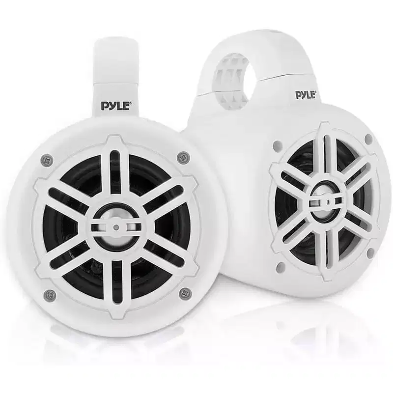 Pyle 4'' Waterproof Rated Tower Speakers (PLMRWB45W) - Marine Grade, 300 Watt, Compact Design - White