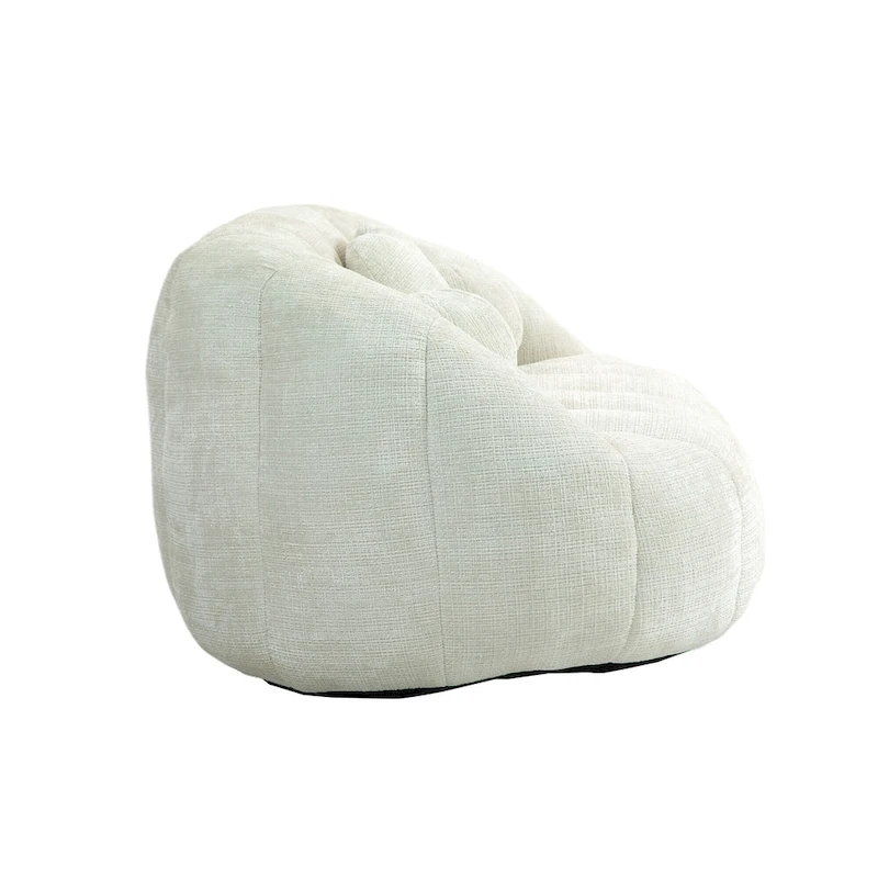 White 63.78 Chenille Lounge Chair with Foam Filling and Pillows