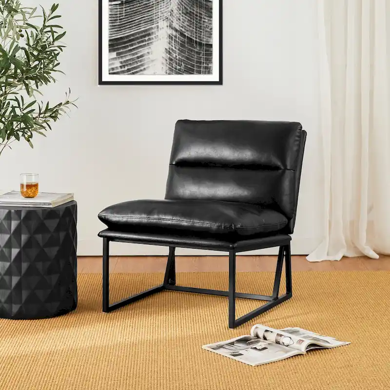 30.25H Modern Soft PU Leather Armless Accent Chair