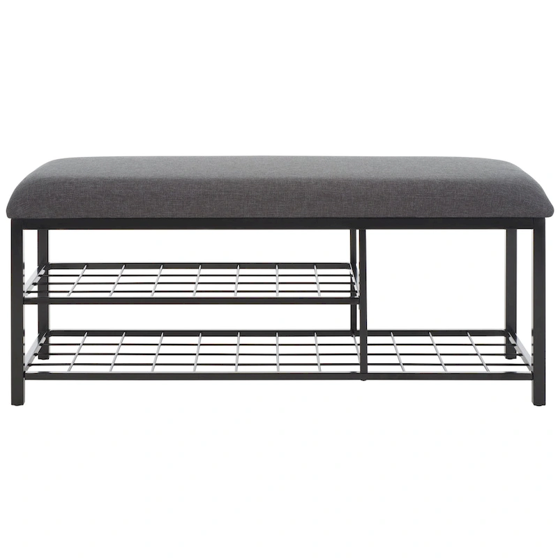 SAFAVIEH Yael Open Shelf Bench with Cushion - 42  W x 15  D x 18  H - 42Wx15Dx18H