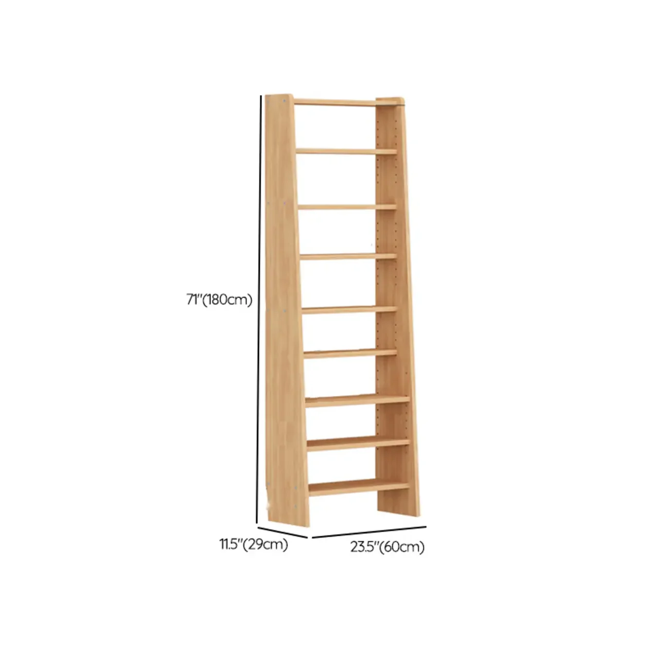 Scandinavian Natural Wood Multi-Shelf Open Bookcase