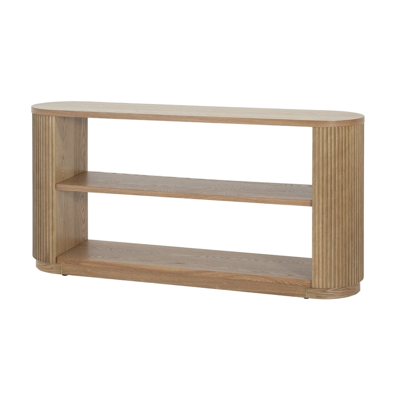 Modern Entryway Console Table - Slim Sofa Table with Open Shelf & Elegant Wood Grain, Multi-Functional Hallway Table
