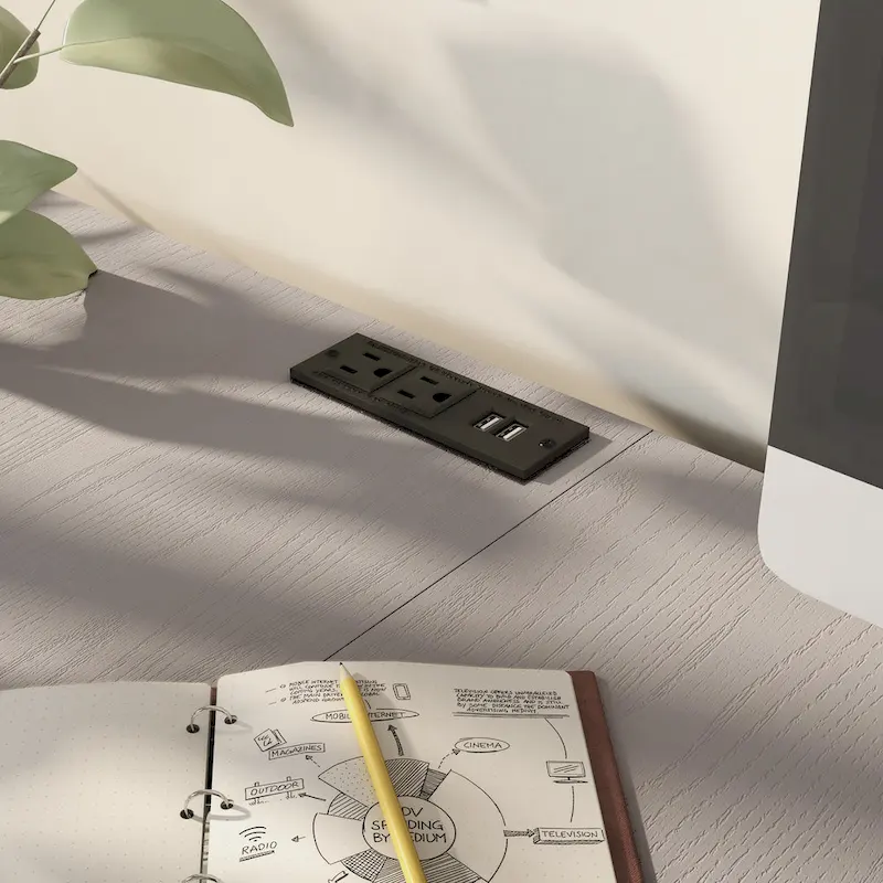 Haley Farmhouse 59-inch Metal L-Shaped Computer Desk with USBs by Furniture of America