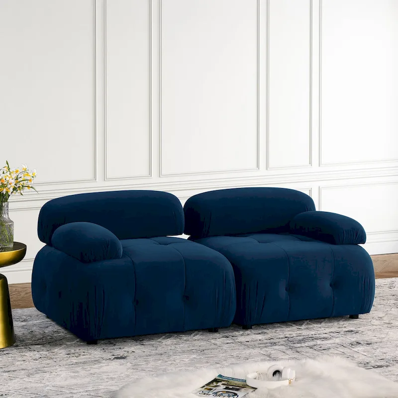 Blue 93 Modular L-Shaped 4-Seat Sectional Sofa with Reversible Ottoman