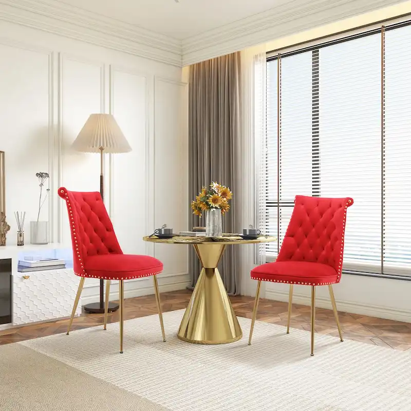 Clihome Modern Velvet Upholstered Featured Dining Chairs (Set of 2)