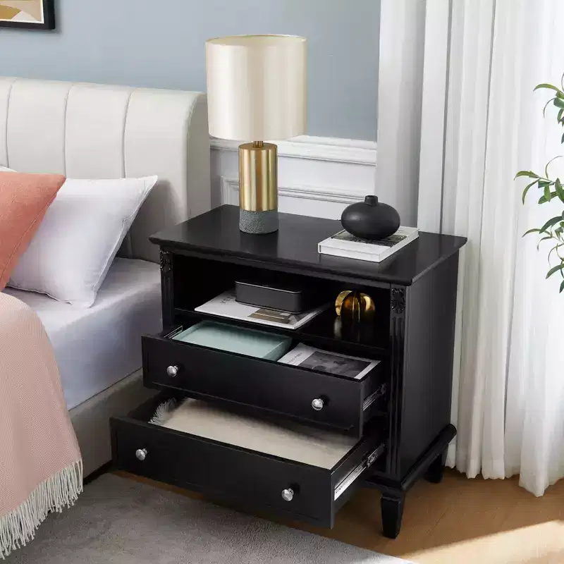 Modern End Table with Charging Station, Wooden Nightstand with Storage, Small Coffee Table, Sofa Side Table for Living Room Bedroom