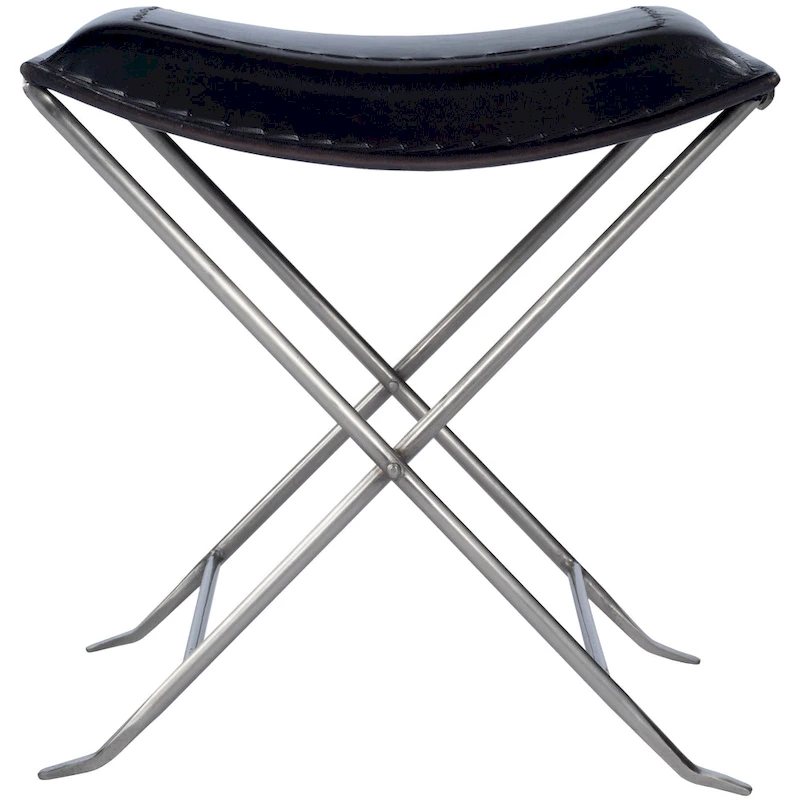 Handmade Butler Melton Leather Stool (India)