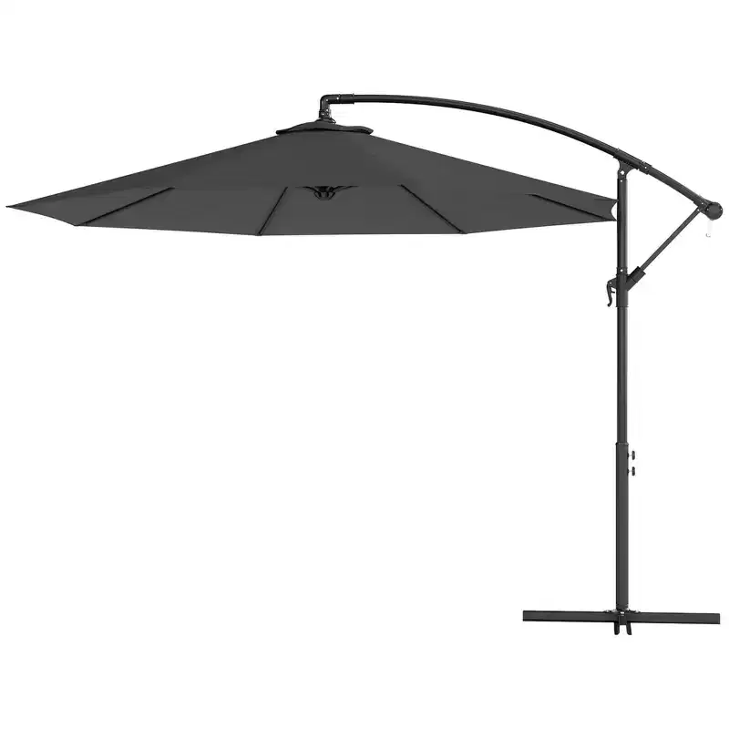 10' Cantilever Tilt Offset Patio Umbrella w/ UV & Water Safe Material & Cross Base (Weight Not Included)