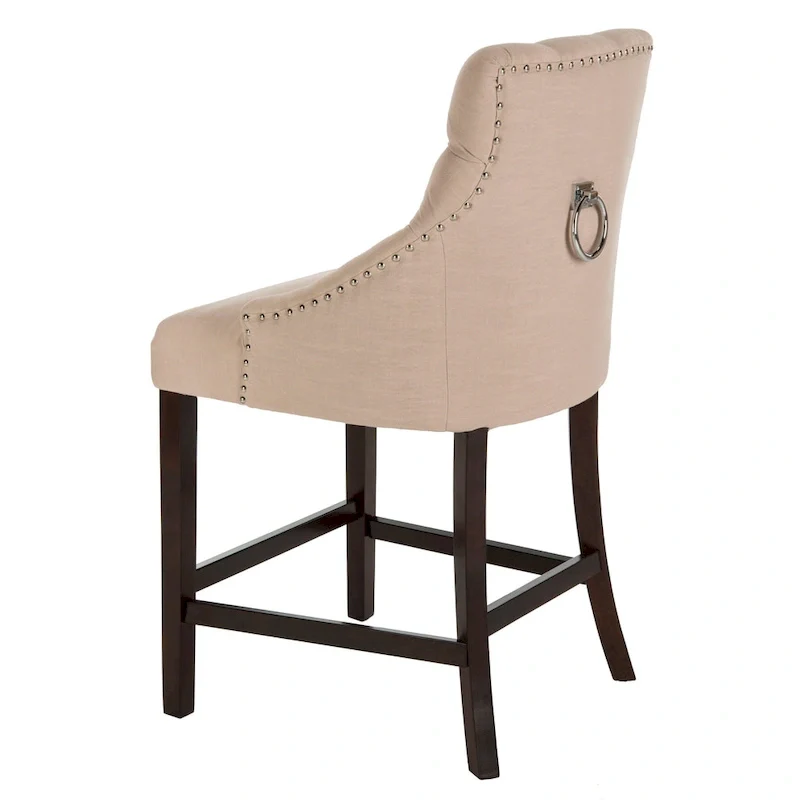 SAFAVIEH Dottie 26-inch Tufted Wing Back Counter Stool - Grey / Espresso (Set of 2) - 22.5  x 25  x 41  - 22.5  x 25  x 41