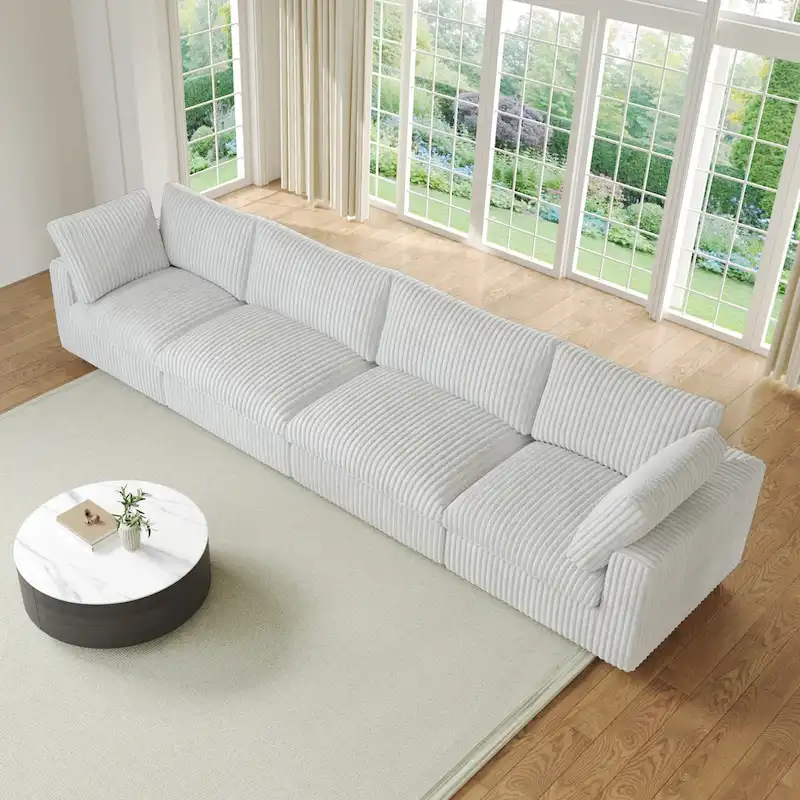 157.48 Soft Plush Modular Sectional Sofa 4-Seater Upholstered Living Room Couch