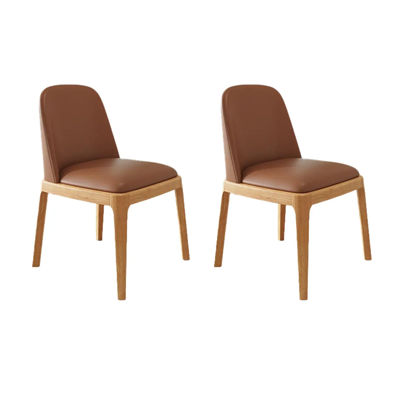 Modern Rubber Wood Upholstered Dining Chair Set of 2