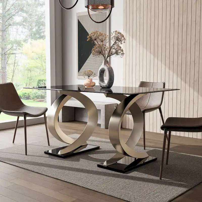 Furniture of America Tualatin Modern 58-inch Glass Top Dining Table