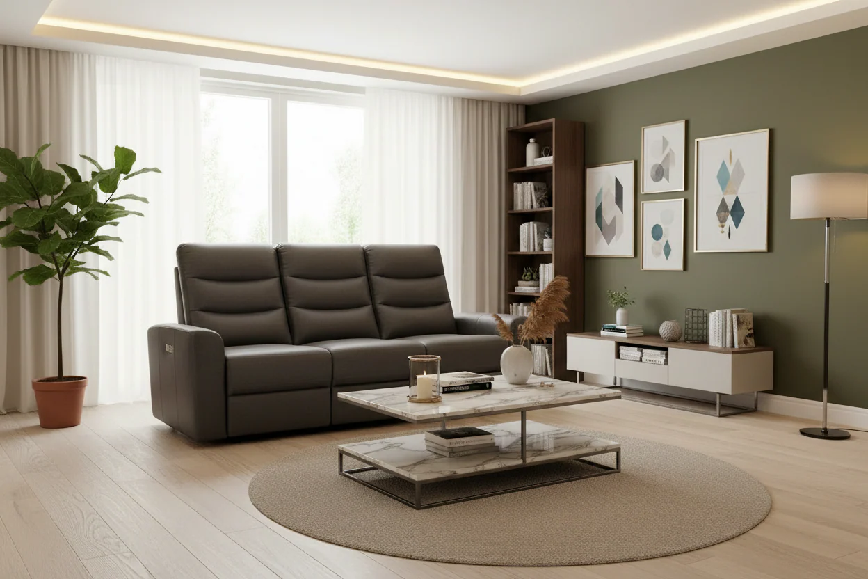 Fabric manual recliner sofa