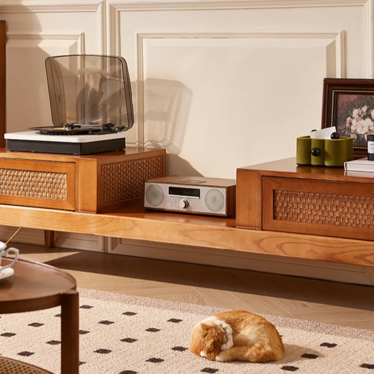 70Inch Modern Brown Wood TV Stand Entertainment Center