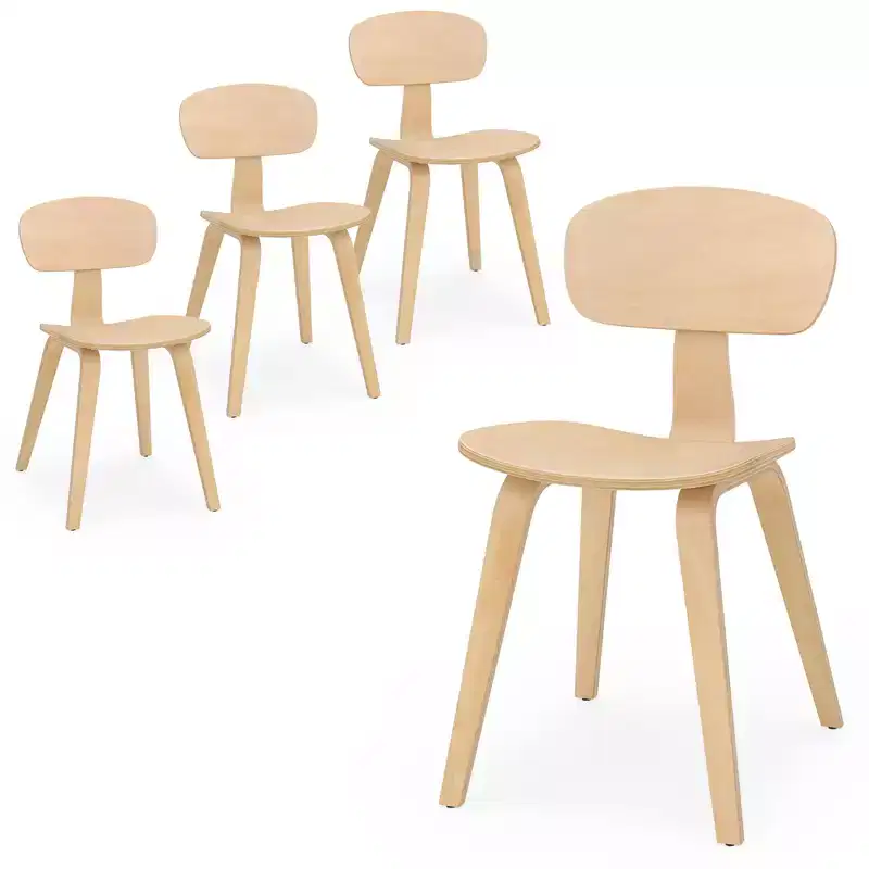 Costway Modern Dining Chair Set of 4 w/Wide Seat & Curved Backrest Adjustable Foot Pads