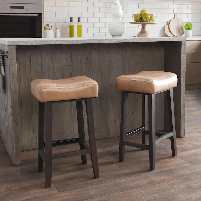 Butterscotch and Dark Brown Backless Counter Stool