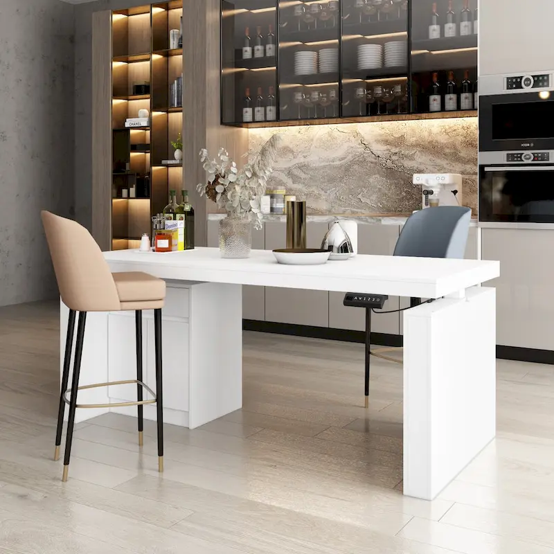 70.9 W Dining Table White Adjustable Workstation Modern Office Desk