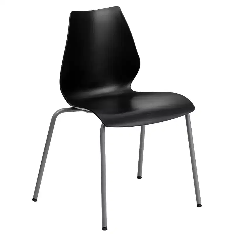 Flash Furniture HERCULES Series 770 lb. Capacity Stack Chair with Lumbar Support and Silver Frame